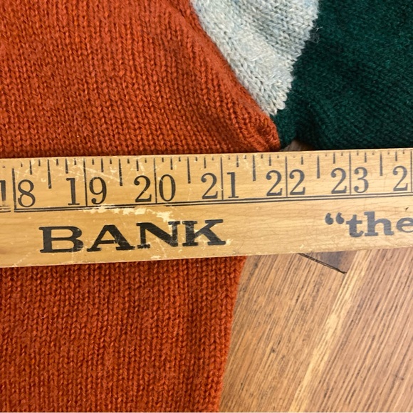 Bernard Altmann 1/4 Button Crew Sweater Pure Wool Mens 46 Multicolor Vtg Flaw. - Picture 10 of 16